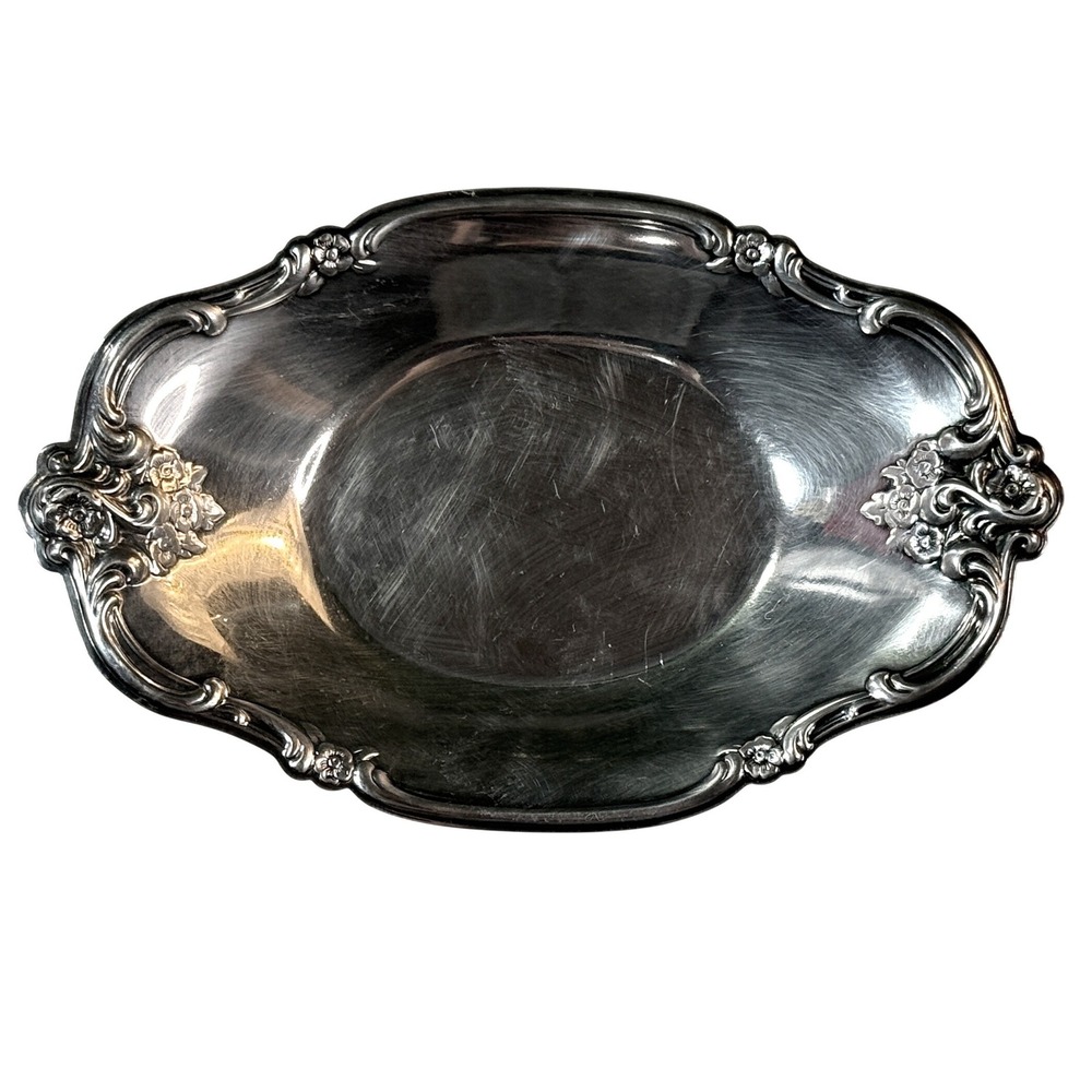 International Silver Trinket Tray Vintage Floral Silverplate Cottagecore